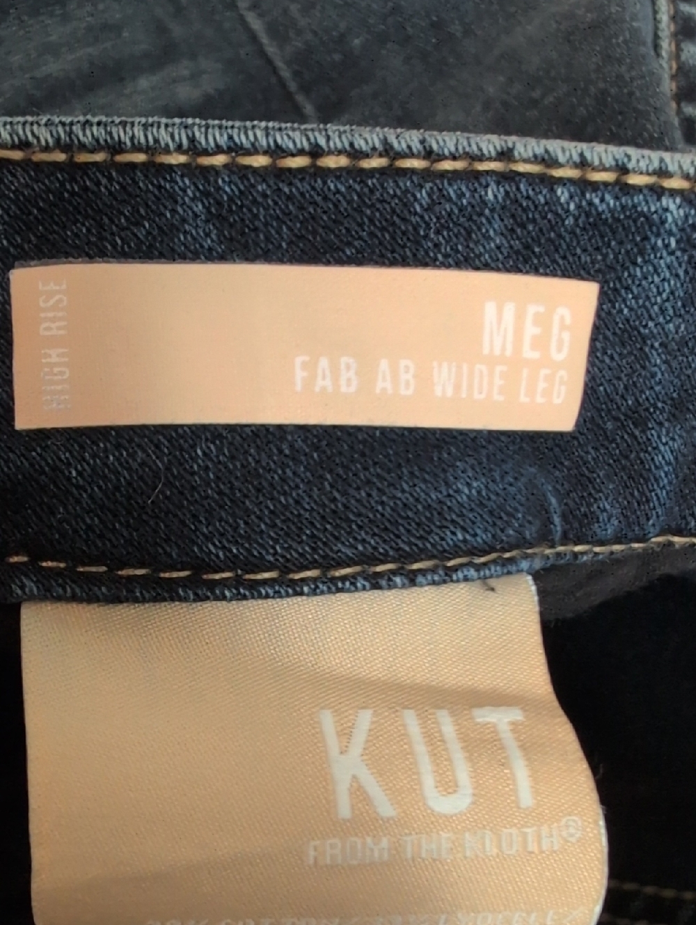 Kut from the Kloth MEG High Rise Crop Wide Leg Raw Dark Blue Denim Jeans size 8 - Picture 4 of 8